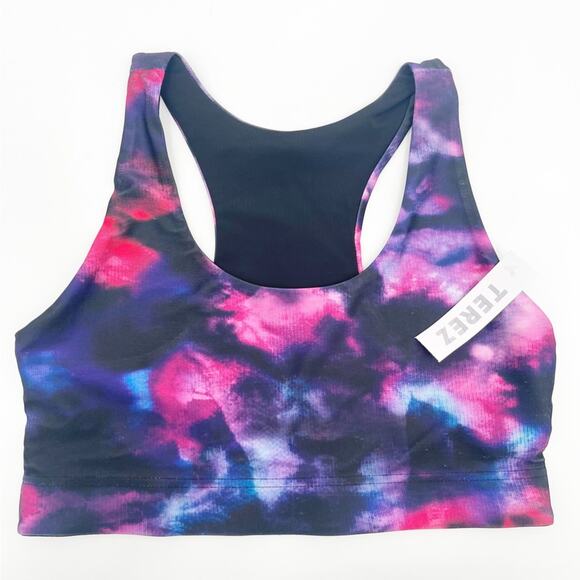 TEREZ Sports Bra Blurred Lines Sporty Fitness Athletic Gym Yoga NWT Size Large - Picture 1 of 8